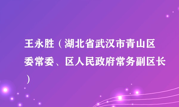 王永胜（湖北省武汉市青山区委常委、区人民政府常务副区长）