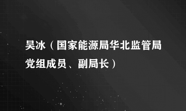 吴冰（国家能源局华北监管局党组成员、副局长）
