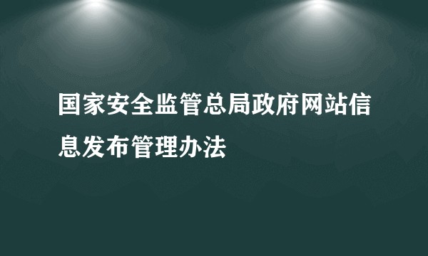 国家安全监管总局政府网站信息发布管理办法