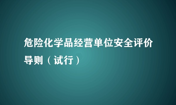 危险化学品经营单位安全评价导则（试行）