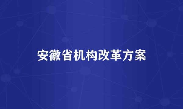 安徽省机构改革方案