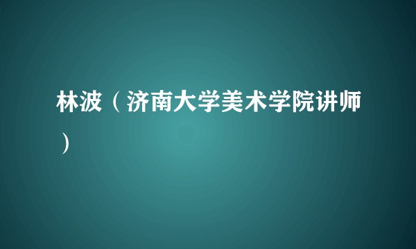 林波(济南大学美术学院讲师)