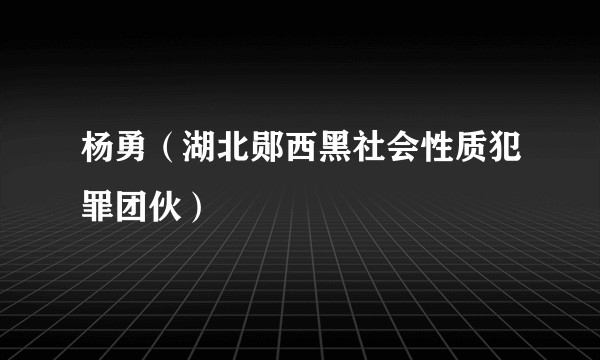 杨勇（湖北郧西黑社会性质犯罪团伙）