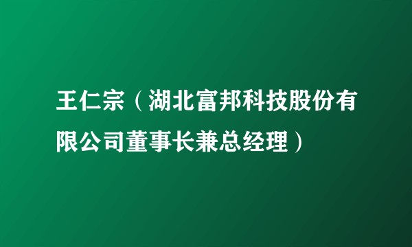 王仁宗（湖北富邦科技股份有限公司董事长兼总经理）