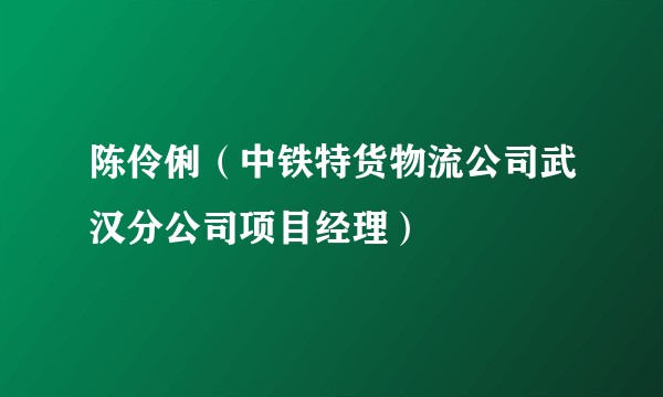 陈伶俐（中铁特货物流公司武汉分公司项目经理）