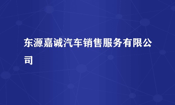 东源嘉诚汽车销售服务有限公司