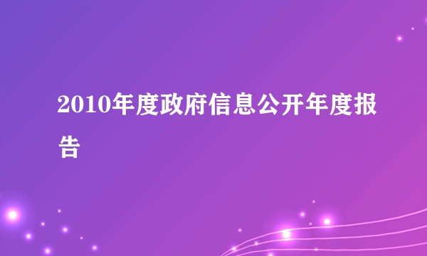 2010年度政府信息公开年度报告