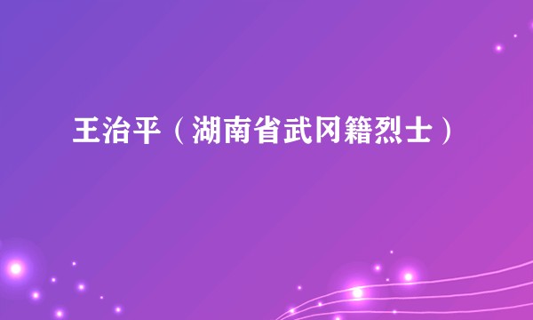王治平（湖南省武冈籍烈士）