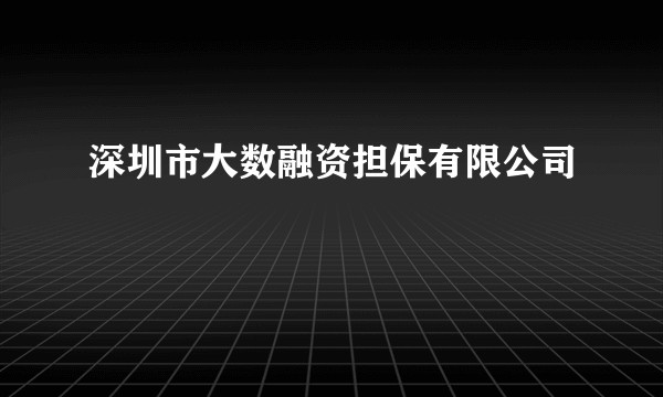 深圳市大数融资担保有限公司