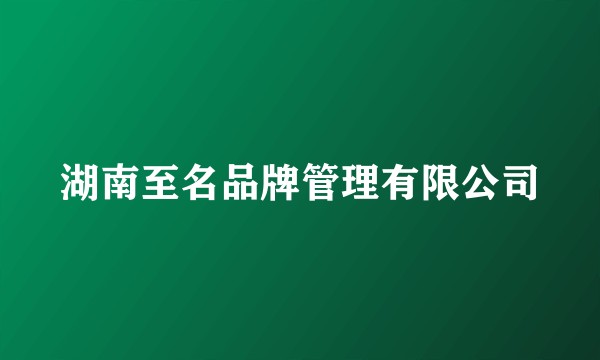 湖南至名品牌管理有限公司