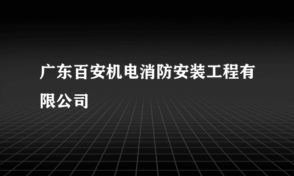 广东百安机电消防安装工程有限公司