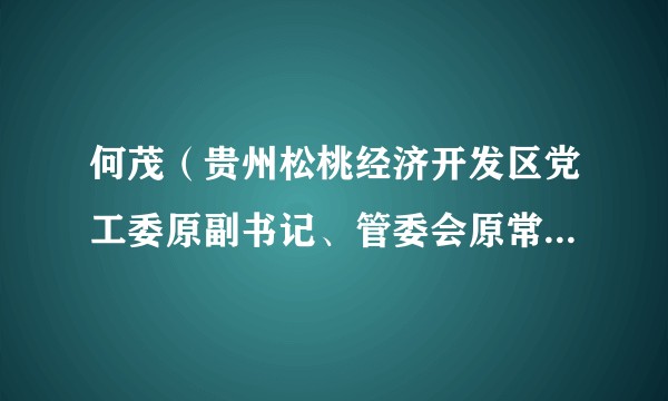 何茂(贵州松桃经济开发区党工委原副书记、管委会原常务副主席(正县长级))