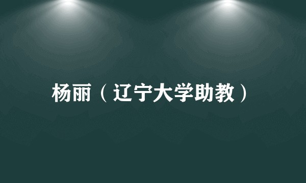 杨丽（辽宁大学助教）