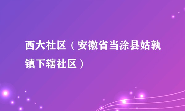 西大社区（安徽省当涂县姑孰镇下辖社区）