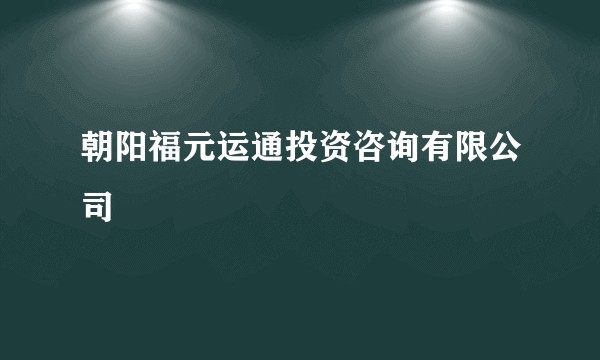 朝阳福元运通投资咨询有限公司