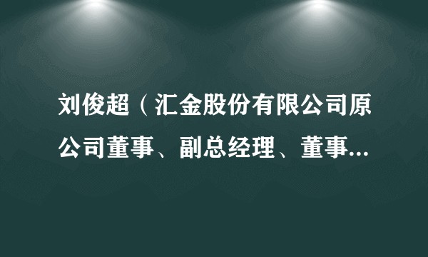 刘俊超(汇金股份有限公司原公司董事、副总经理、董事会秘书)