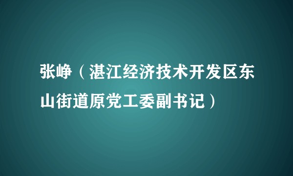 张峥（湛江经济技术开发区东山街道原党工委副书记）