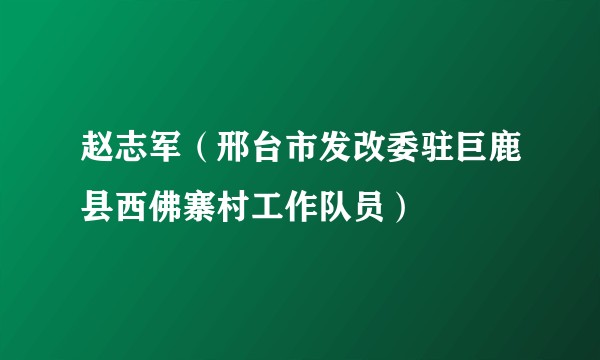 赵志军（邢台市发改委驻巨鹿县西佛寨村工作队员）