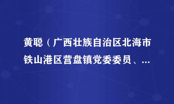 黄聪(广西壮族自治区北海市铁山港区营盘镇党委委员、统战委员、副镇长)