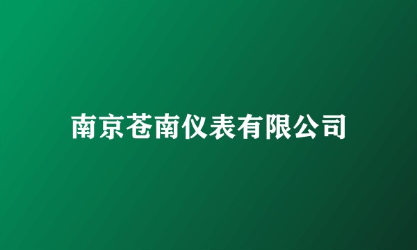 南京苍南仪表有限公司