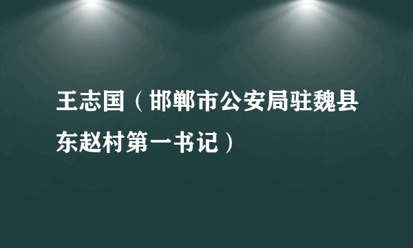 王志国（邯郸市公安局驻魏县东赵村第一书记）