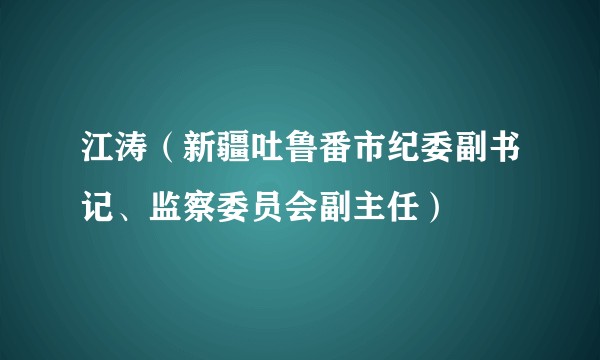 江涛（新疆吐鲁番市纪委副书记、监察委员会副主任）