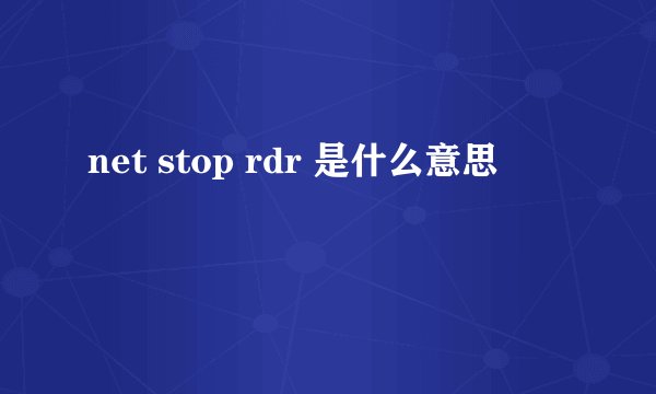 net stop rdr 是什么意思