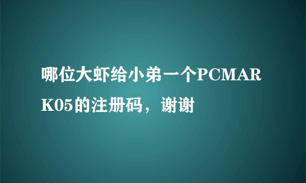 哪位大虾给小弟一个PCMARK05的注册码，谢谢