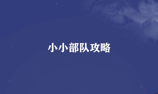 小小部队攻略