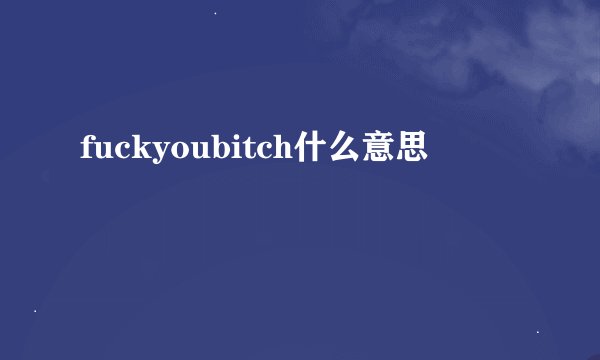 fuckyoubitch什么意思