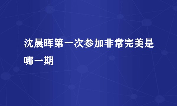 沈晨晖第一次参加非常完美是哪一期