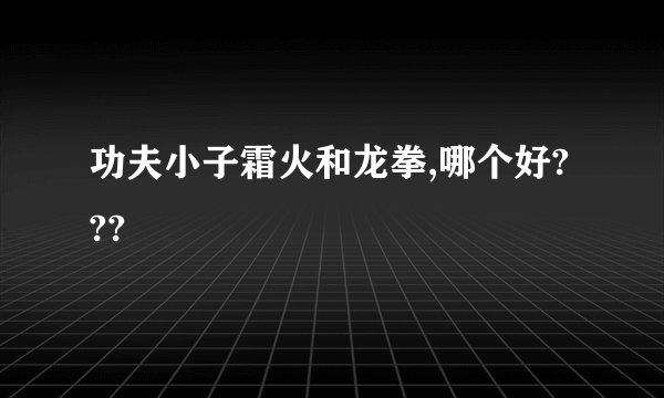 功夫小子霜火和龙拳,哪个好???