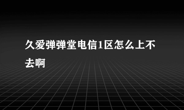 久爱弹弹堂电信1区怎么上不去啊