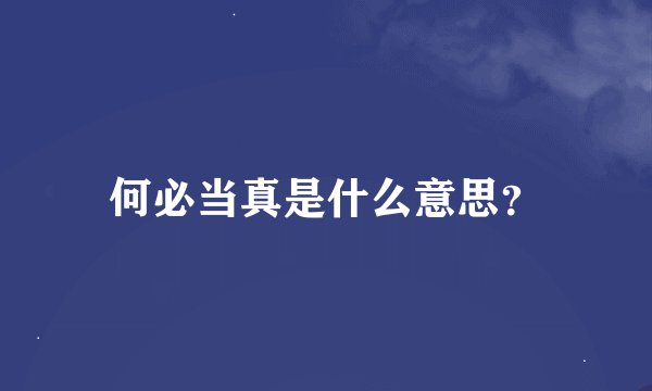 何必当真是什么意思？