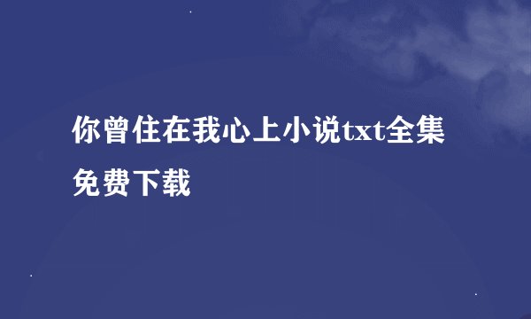 你曾住在我心上小说txt全集免费下载