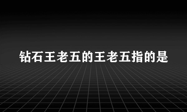 钻石王老五的王老五指的是