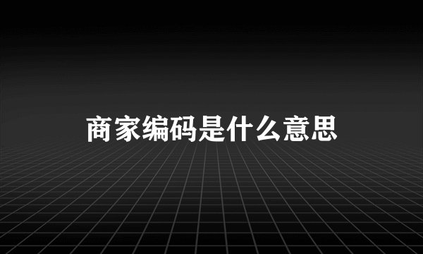 商家编码是什么意思