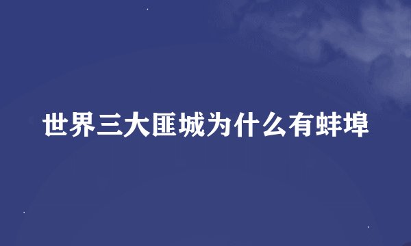 世界三大匪城为什么有蚌埠