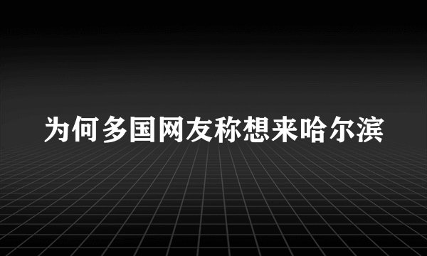 为何多国网友称想来哈尔滨
