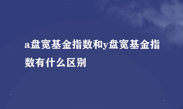 a盘宽基金指数和y盘宽基金指数有什么区别