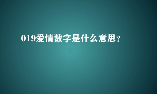 019爱情数字是什么意思？
