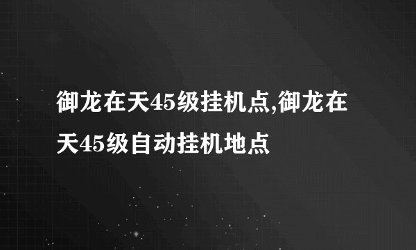 御龙在天45级挂机点,御龙在天45级自动挂机地点