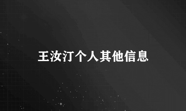 王汝汀个人其他信息
