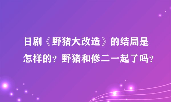 日剧《野猪大改造》的结局是怎样的？野猪和修二一起了吗？