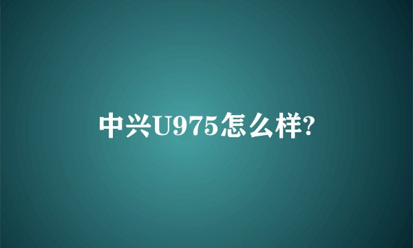 中兴U975怎么样?