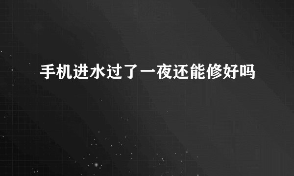 手机进水过了一夜还能修好吗
