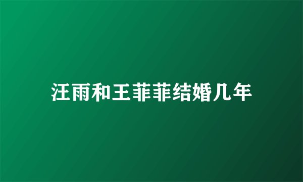 汪雨和王菲菲结婚几年