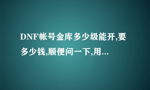 DNF帐号金库多少级能开,要多少钱,顺便问一下,用10元钱开的那个仓库是什么仓库,和帐号仓库一样吗?