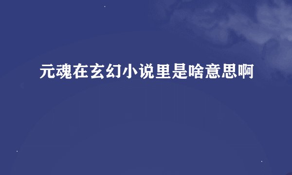 元魂在玄幻小说里是啥意思啊