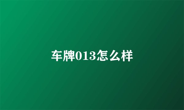 车牌013怎么样